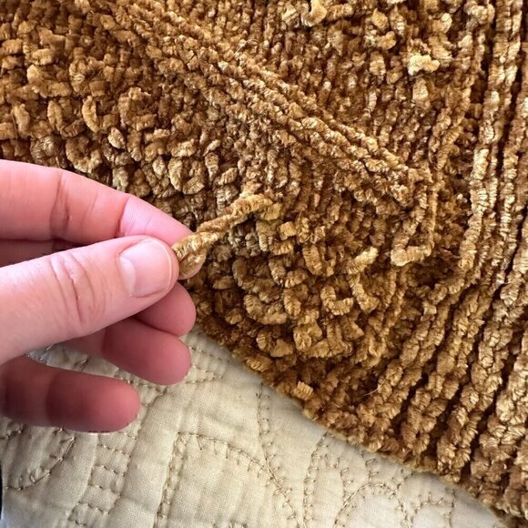 SUPER SOFT nubby buttery chenille gold cardigan - academia librarian teacher XL - Picture 10 of 10